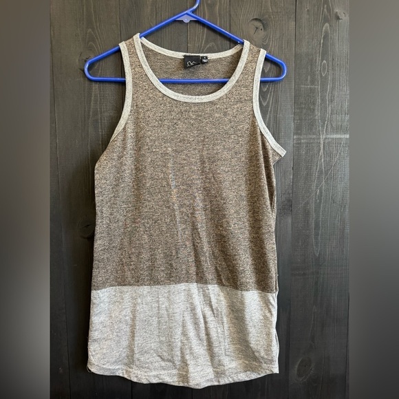 burnside Tops - Burnside Gray and Brown Sleeveless Tank Top